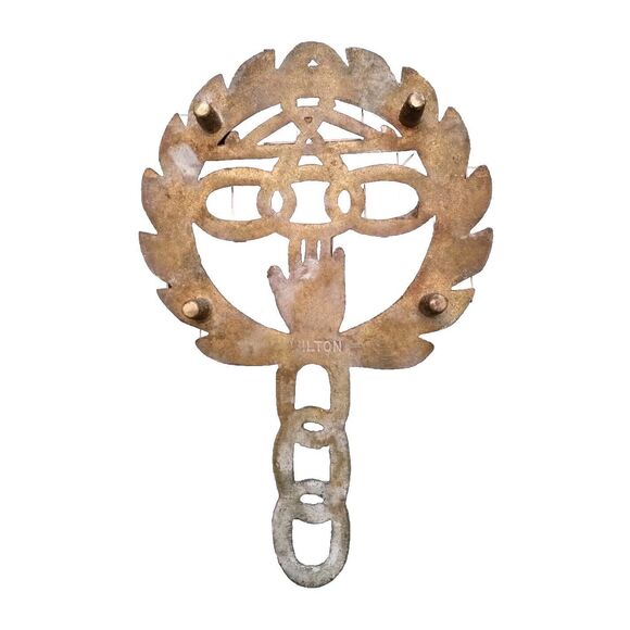 Antique Primitive Odd Fellows Cast Iron Trivet w/ Heart in Hand - Picture 2 of 3